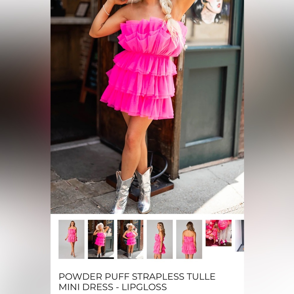 Buddy Love Powder Puff Tulle Strapless Mini Dress - HOT Pink